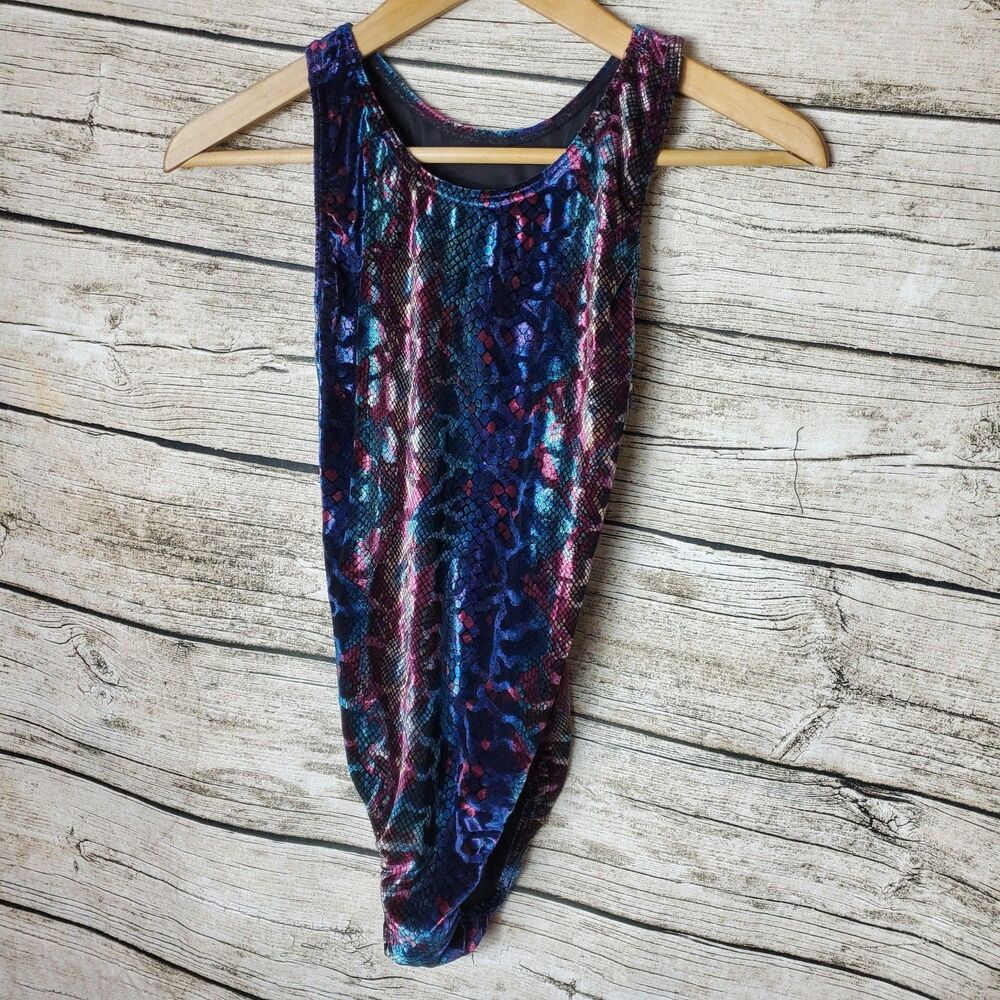 SNOWFLAKE DESIGNS Foil Gymnastics Dance Leotard w/ Scrunchie Size Medium